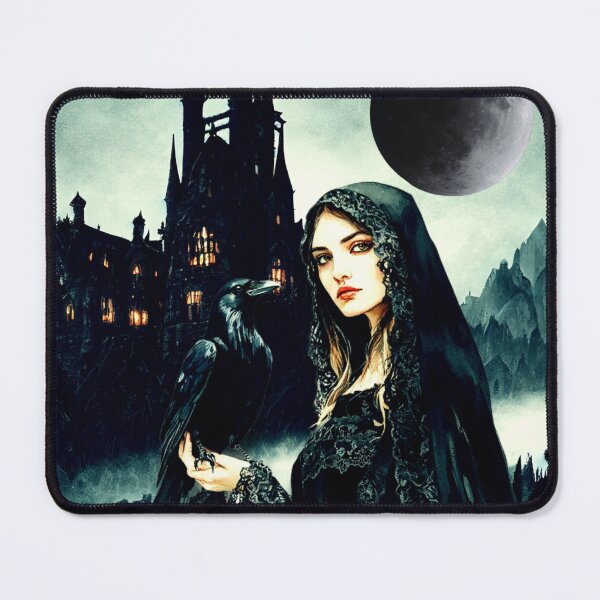 Item preview, gothic witch – raven companion – dark castle fantasy art designed and sold by Traumrausch.