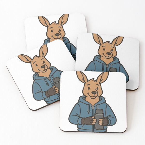 Item preview, Kangaroo in Hoodie Holding a Thermos Flask designed and sold by Confuzz1ed.