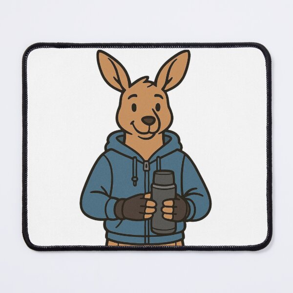 Artikelvorschau, Känguru mit Kapuze, das eine Thermoskanne hält entworfen und verkauft von Confuzz1ed.