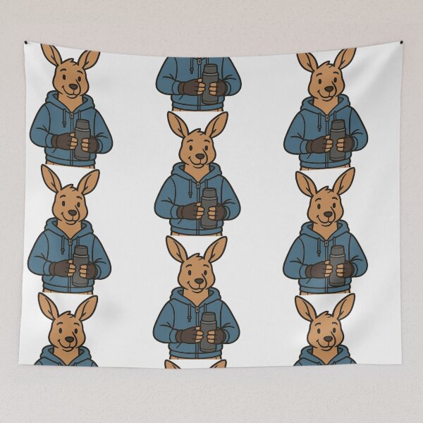 Item preview, Kangaroo in Hoodie Holding a Thermos Flask designed and sold by Confuzz1ed.