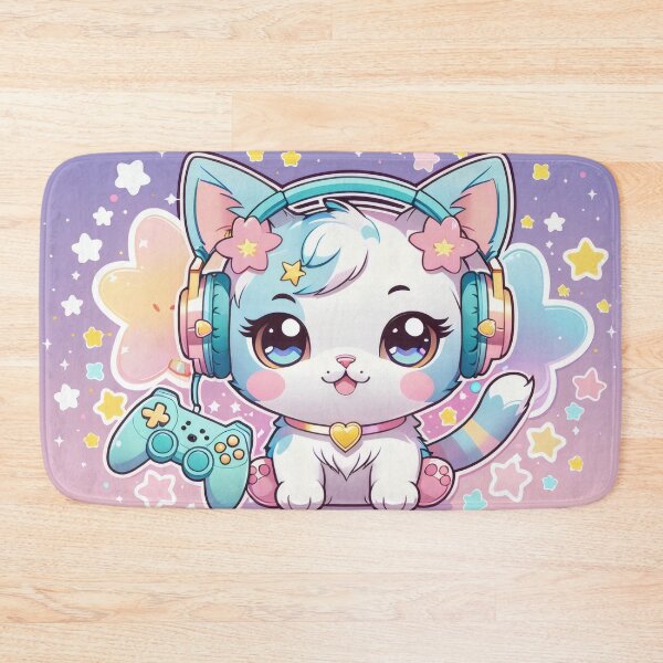 Item preview, Kawaii Gamer Cat – Cute Chibi Gaming Kitty Sticker designed and sold by Visualynx.