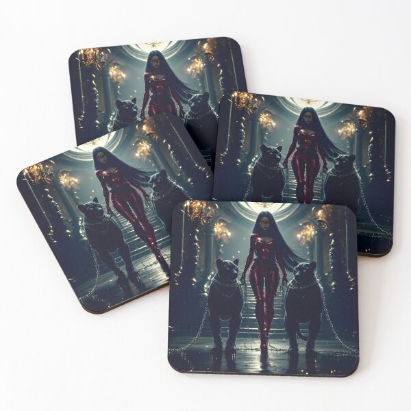 Item preview, dark panther queen – crimson power glamour – gothic palace art designed and sold by Traumrausch.