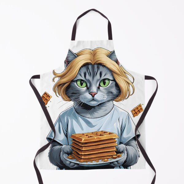 Item preview, Cute cat dressed as Eleven from Stranger Things holding waffles on a clean white background in playful humorous fan art style designed and sold by ArtPetrenko90.