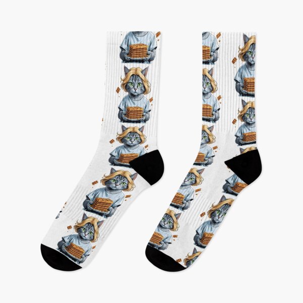 Item preview, Cute cat dressed as Eleven from Stranger Things holding  waffles on a clean white background in playful humorous fan art style designed and sold by ArtPetrenko90.