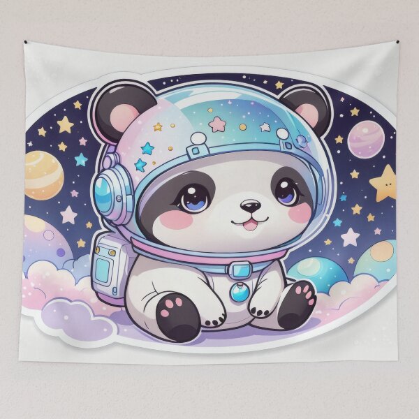 Item preview, Kawaii Space Panda – Cute Pastel Astronaut Sticker designed and sold by Visualynx.