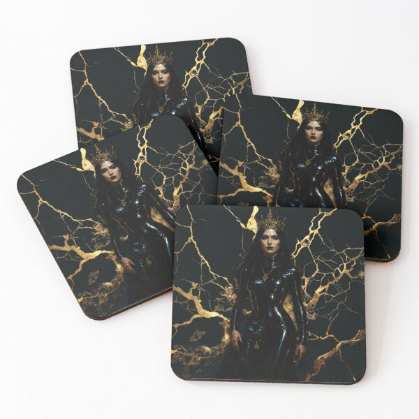 Item preview, Dark Glam Witch – Black Latex Queen – Gold Marble Art designed and sold by Traumrausch.
