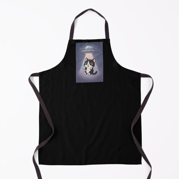 Item preview, Black and White Cat UFO Abduction Playful Kawaii Cat  designed and sold by JaneMcCarthyDNA.
