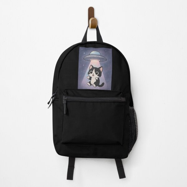 Item preview, Black and White Cat UFO Abduction Playful Kawaii Cat designed and sold by JaneMcCarthyDNA.
