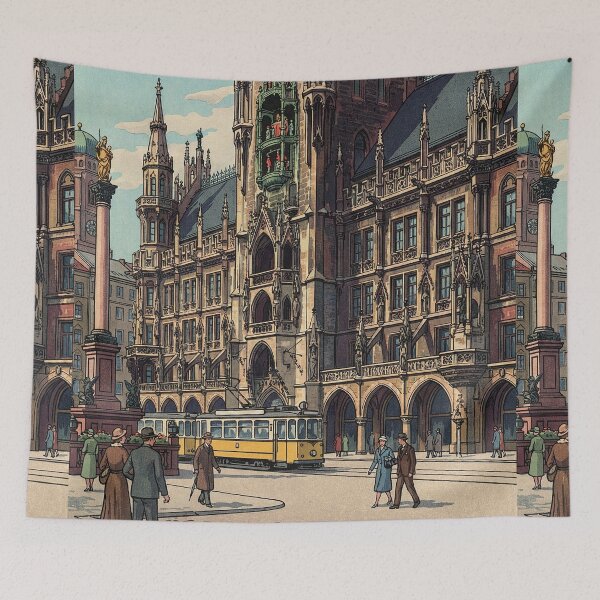 Item preview, Marienplatz of Munich Japanese Woodblock Print designed and sold by Takeda-art.