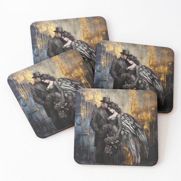 Item preview, gothic angel lovers – dark romance art – fallen wings aesthetic designed and sold by Traumrausch.
