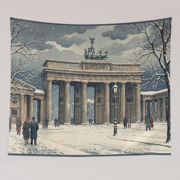 Item preview, Brandenburg Gate in Winter Japanese Woodblock Print designed and sold by Takeda-art.