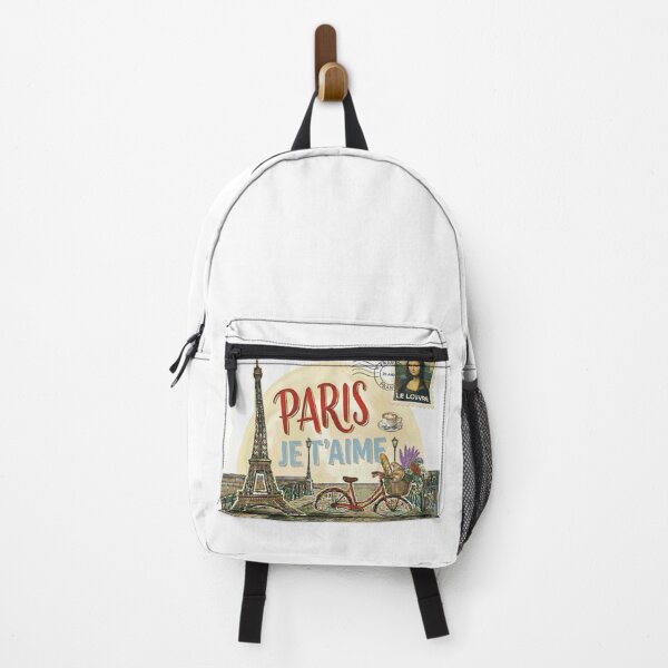 Item preview, Vintage Paris Je T'aime: Eiffel Tower, Red Bike & Le Louvre Stamp Souvenir designed and sold by Miss Cutie Designs.