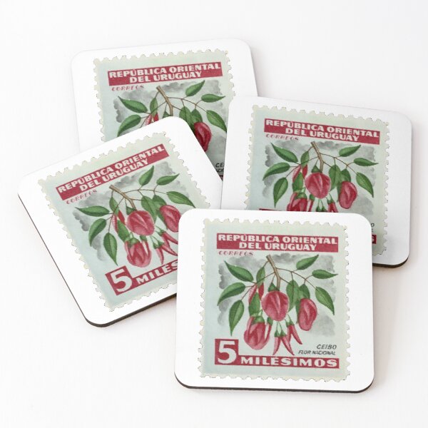 Item preview, Uruguay Red Flowers Postage Stamp designed and sold by red-amber65.