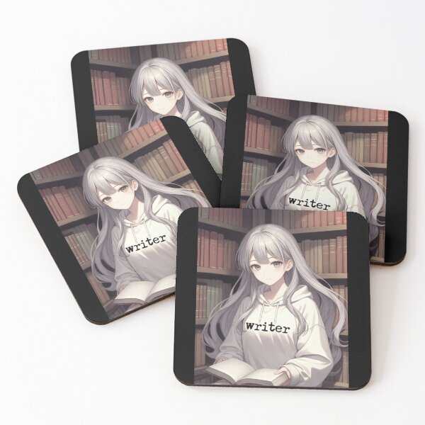 Item preview, Anime Writer Girl Reading in a Cozy Library Nook – Aesthetic Book Lover Design designed and sold by JaneMcCarthyStudio.