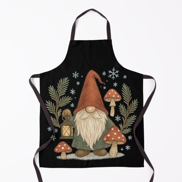 Item preview, Christmas Gnome with Lantern & Mushrooms - Winter Forest Gnome designed and sold by PunchDrop.