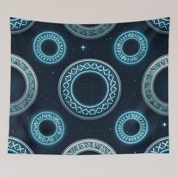 Item preview, Cosmic Glowing Rings Pattern designed and sold by Lucky 777.