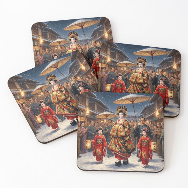 Item preview, Oiran Douchu – Courtesan Parade in the Snow | Japanese Aesthetic Art designed and sold by Mori-no-Akari.