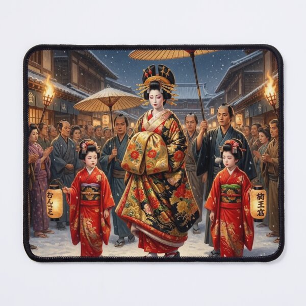 Item preview, Oiran Douchu – Courtesan Parade in the Snow | Japanese Aesthetic Art designed and sold by Mori-no-Akari.