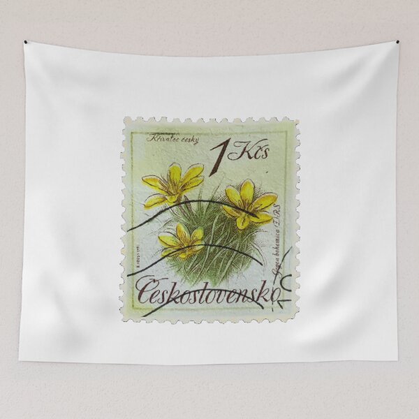 Item preview, Czechoslovakia Yellow Flowers Vintage Postage Stamp designed and sold by red-amber65.
