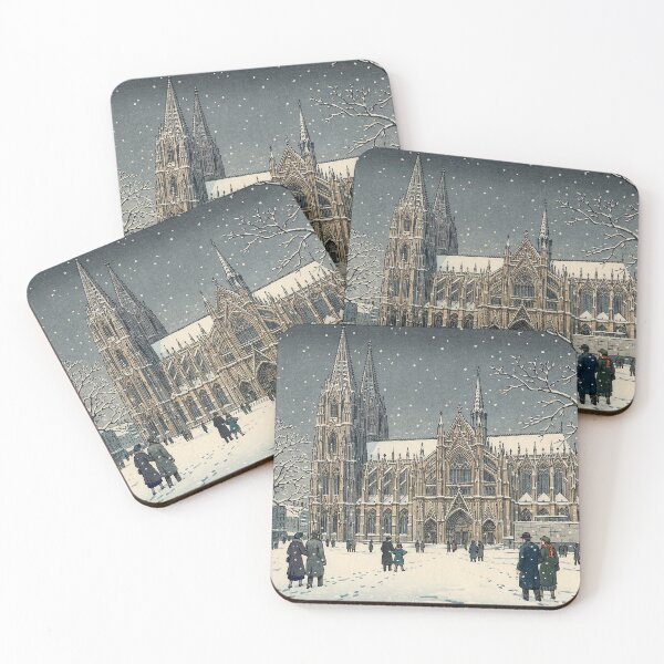 Item preview, Cologne Cathedral in Winter Japanese Woodblock Print designed and sold by Takeda-art.