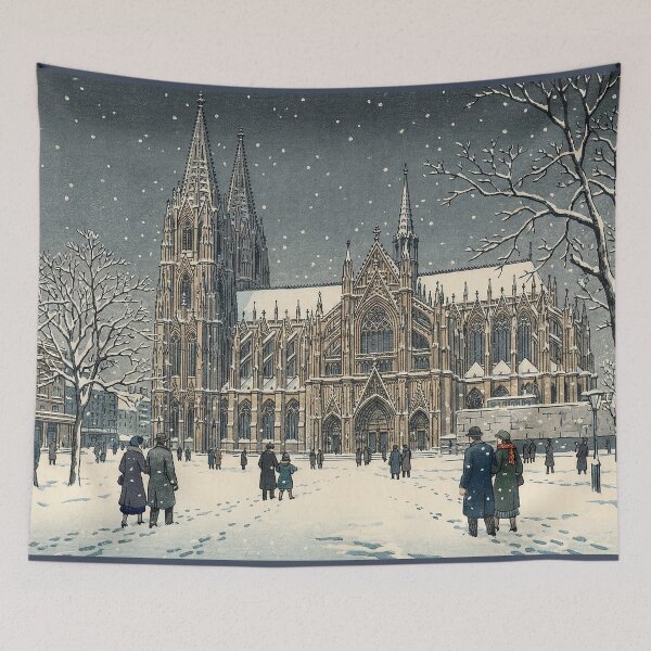Item preview, Cologne Cathedral in Winter Japanese Woodblock Print designed and sold by Takeda-art.