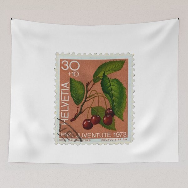 Item preview, Switzerland Helvetia Vintage Cherries Postage Stamp designed and sold by red-amber65.
