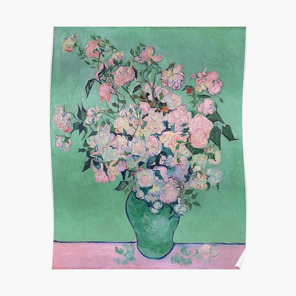 Pink Roses in a Vase, Vincent van Gogh Poster