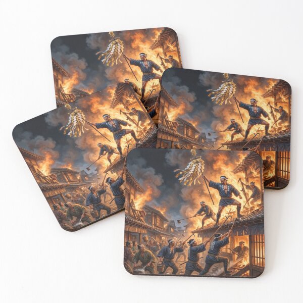 Item preview, Edo Firefighters – Battle Against the Flames | Japanese Historical Art designed and sold by Mori-no-Akari.
