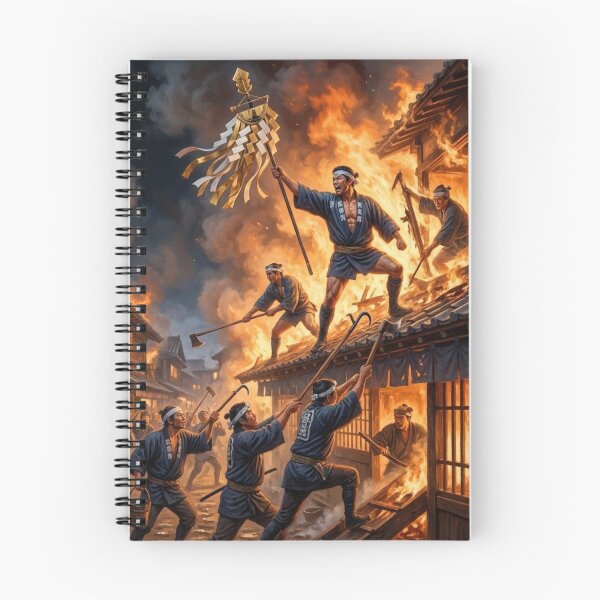 Item preview, Edo Firefighters – Battle Against the Flames | Japanese Historical Art designed and sold by Mori-no-Akari.