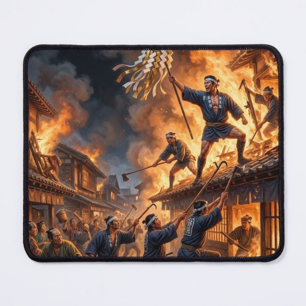 Item preview, Edo Firefighters – Battle Against the Flames | Japanese Historical Art designed and sold by Mori-no-Akari.