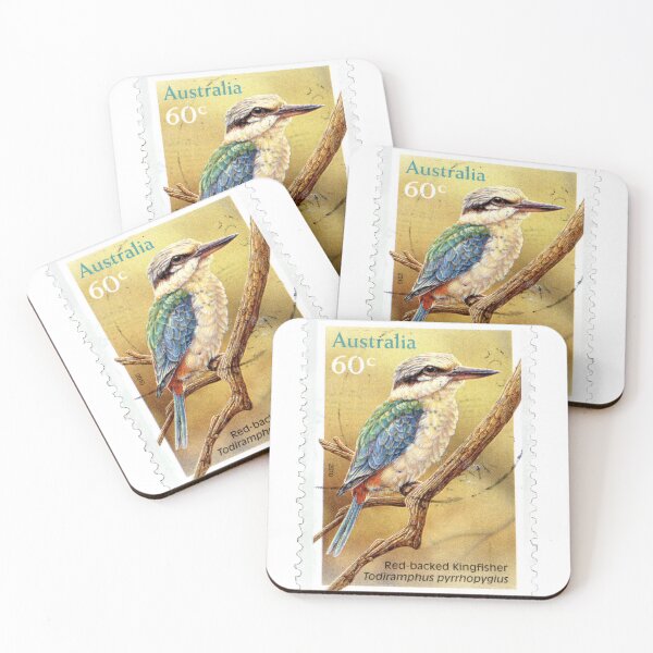Item preview, Australian Red-Backed Kingfisher Vintage Postage Stamp designed and sold by red-amber65.