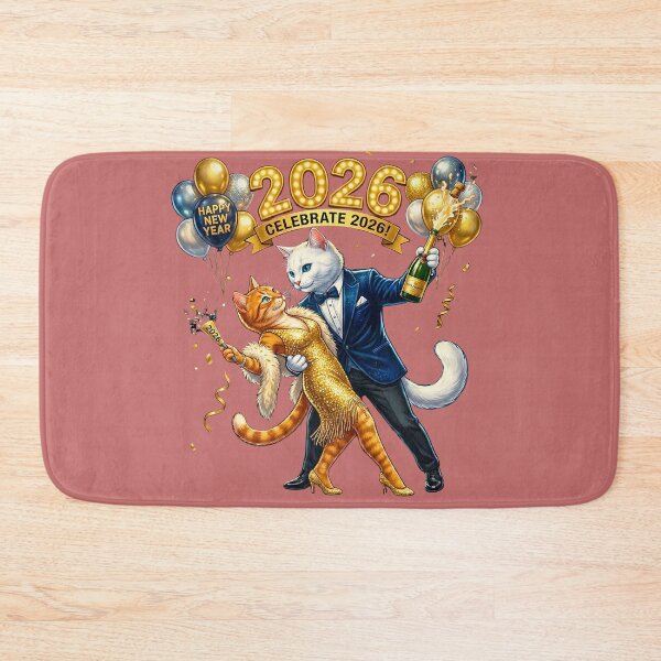 Item preview, Elegant Dancing Cat Couple New Year 2026 Party | Luxury Gold Celebration designed and sold by E-SarnEdge.