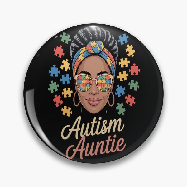 Item preview, Autism Auntie Afro Black Messy Bun Autism Awareness designed and sold by mandiana.