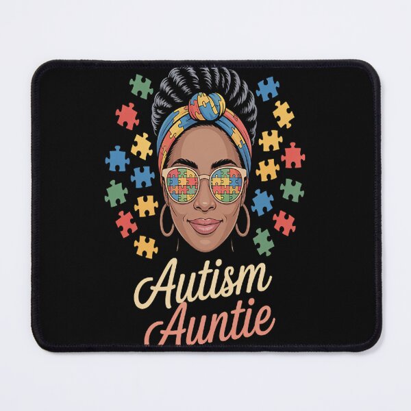 Item preview, Autism Auntie Afro Black Messy Bun Autism Awareness designed and sold by mandiana.