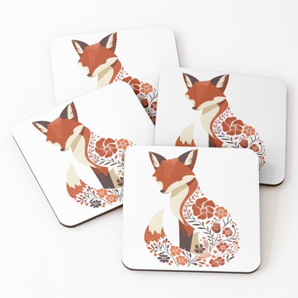 Item preview, Scandinavian Folk Art, Floral Fox designed and sold by xiao xuans.