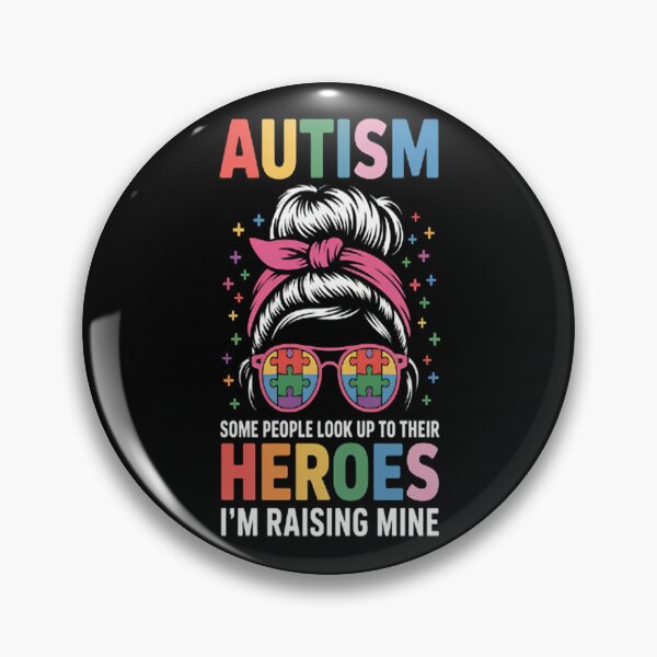 Item preview, Autism Mom Raising Hero Groovy Messy Bun Autism Awareness designed and sold by mandiana.