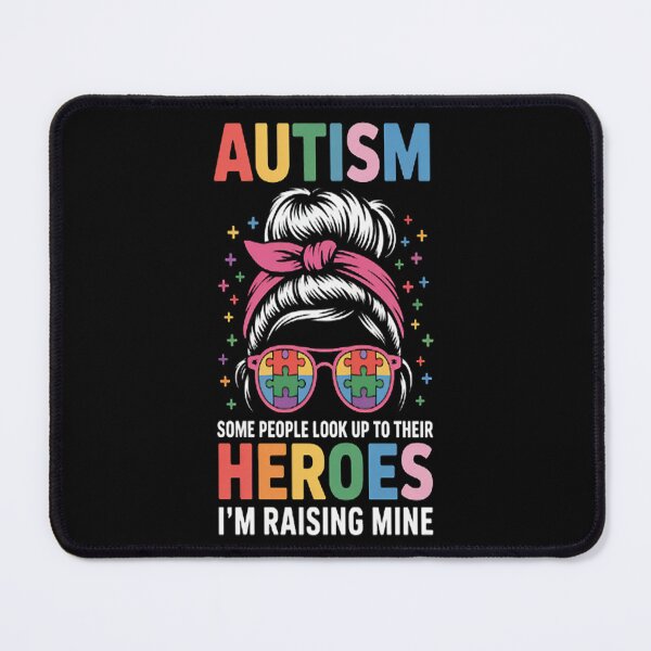 Item preview, Autism Mom Raising Hero Groovy Messy Bun Autism Awareness designed and sold by mandiana.