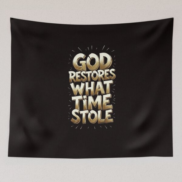 Item preview, "God Restores What Time Stole" – Gold Typography Christian Healing designed and sold by Your Inner Axis.