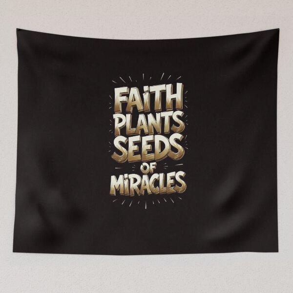 Item preview, "Faith Plants Seeds Of Miracles" – Gold Typography Christian Belief designed and sold by The Breathtaking You.