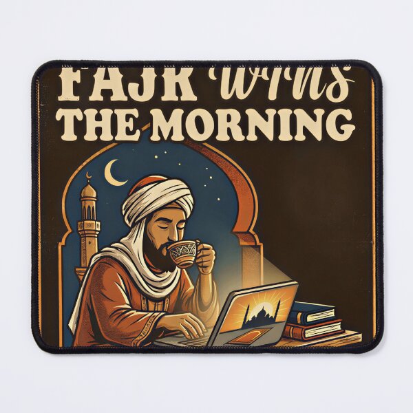 Item preview, Fajr Wins The Morning | Islamic Coffee & Prayer Graphic designed and sold by Faithful Uswa Prints.