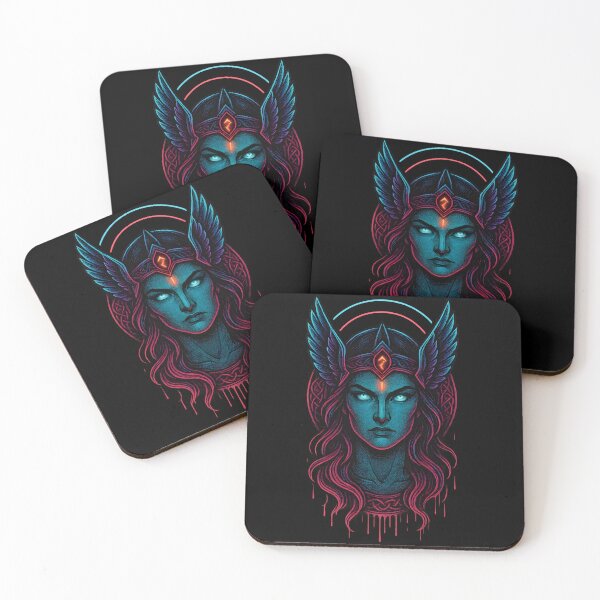 Item preview, FREYA – Neon Valkyrie | Viking Core Norse Goddess Art designed and sold by R3X .