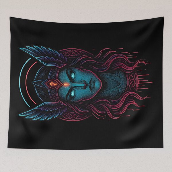 Item preview, FREYA – Neon Valkyrie | Viking Core Norse Goddess Art designed and sold by R3XFORGE.