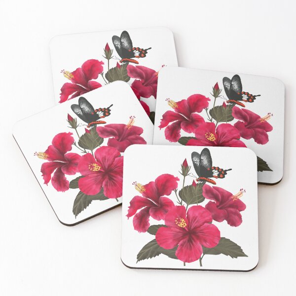 Aperçu de l'œuvre Hibiscus et papillon mormon écarlate créée et vendue par Art_By_Wing.