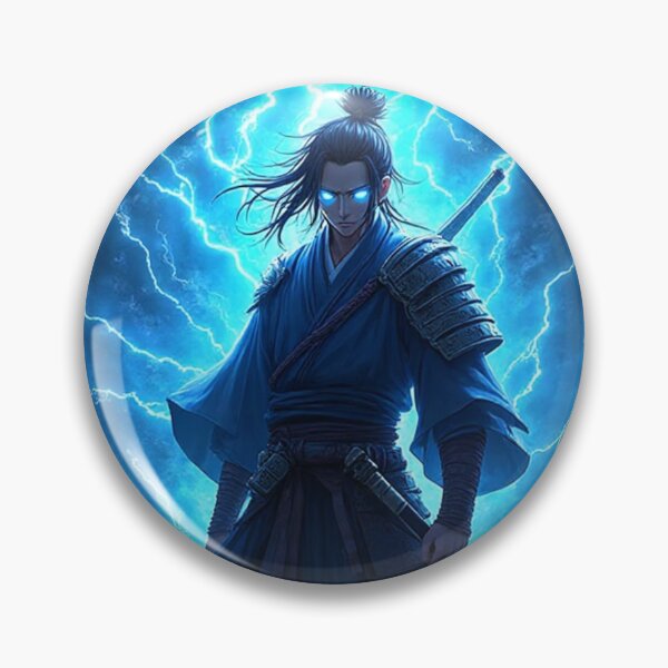 Item preview, Thunder Samurai with Electric Blue Aura – Dynamic Anime Energy Art designed and sold by OhmAuraArt.