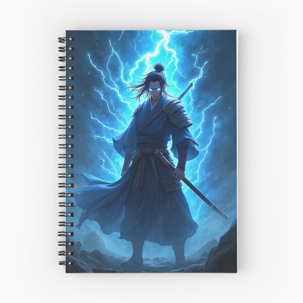 Item preview, Thunder Samurai with Electric Blue Aura – Dynamic Anime Energy Art designed and sold by OhmAuraArt.