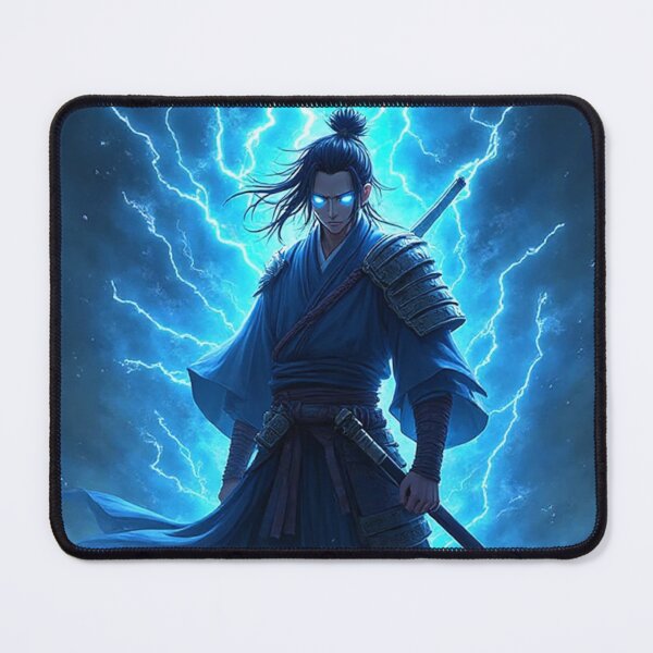 Item preview, Thunder Samurai with Electric Blue Aura – Dynamic Anime Energy Art designed and sold by OhmAuraArt.