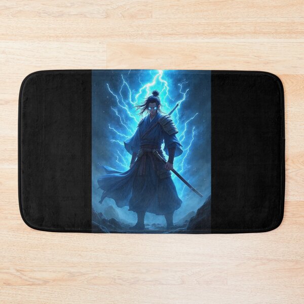 Item preview, Thunder Samurai with Electric Blue Aura – Dynamic Anime Energy Art designed and sold by OhmAuraArt.