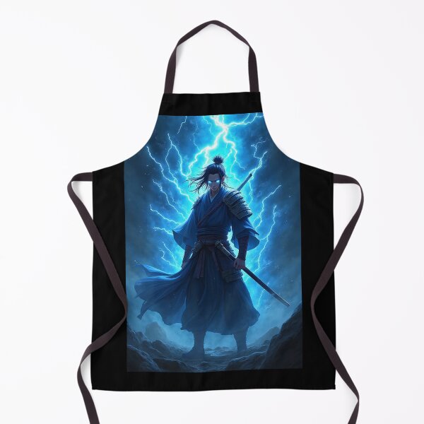 Item preview, Thunder Samurai with Electric Blue Aura – Dynamic Anime Energy Art designed and sold by OhmAuraArt.