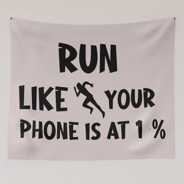 Item preview, Run Like Your Phone Is At 1 Percent Funny Jogging Quote Fitness Humor Gift Idea for Runners designed and sold by karibov.