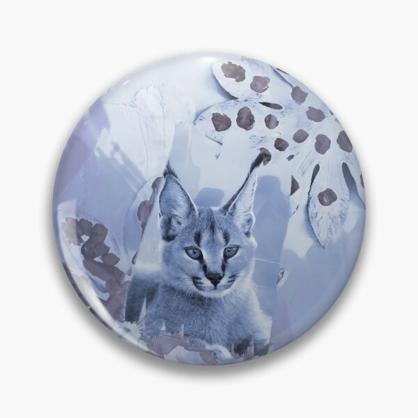 Item preview, CARACAL IN LEAVES IN SHADES OF PASTEL BLUE, DUSKY BLUE AND DUSTY PURPLE designed and sold by Most1234.